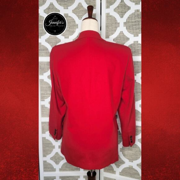 Liz Claiborne Liz Sport Vintage Petite Red 100% Laine Wool Blazer Size 8P - Picture 8 of 12
